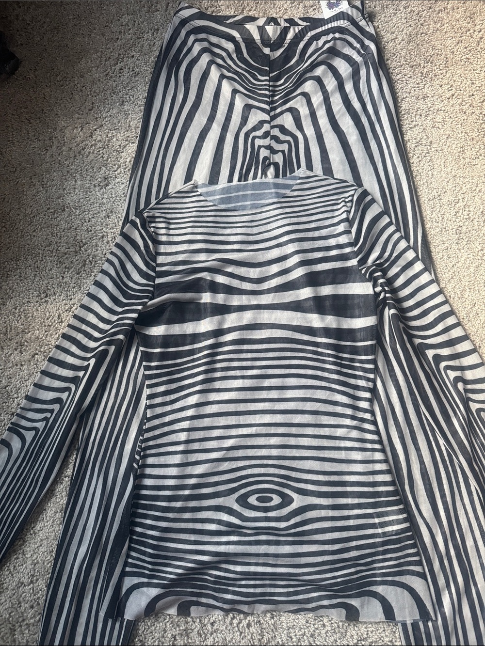 Fashion Nova Striped Long Sleeve Maxi Dress in Black and White